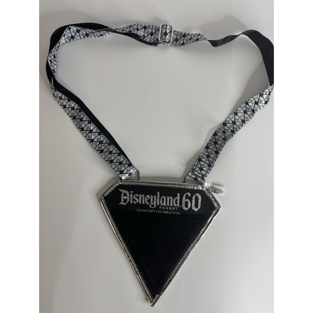 Disneyland 60 Diamond Celebration Pin Lanyard & Pouch‎ NEW Disney Black Silver